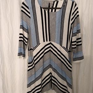 Chico's Women’s Navy,Light Blue,White Striped Angled‎ Tunic size Chico’s 1